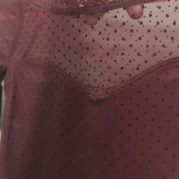 Abercrombie and Fitch Burgundy Bodysuit Sheer Polka Dot - Picture 3 of 7